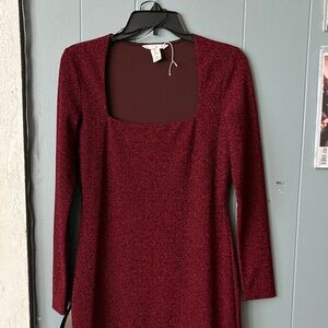 H&M Deep Red Long Sleeve Dress